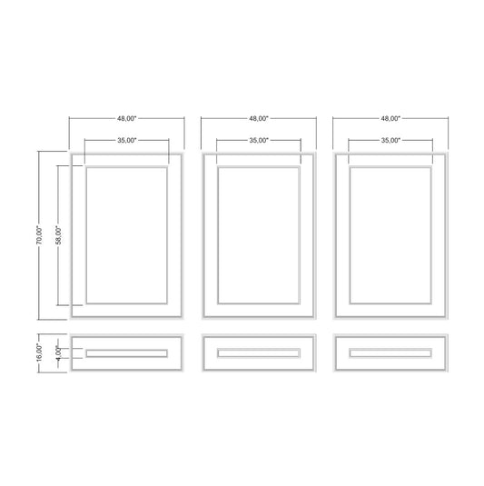 Wall Trim Package - 3 Upper & 3 Bottom Nested Frames | Easy Installation - Wall Molding Products by Birdeco