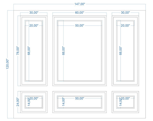 Custom-made wall molding design by Birdeco, featuring intricate patterns for Megan G.'s interior wall decor.
