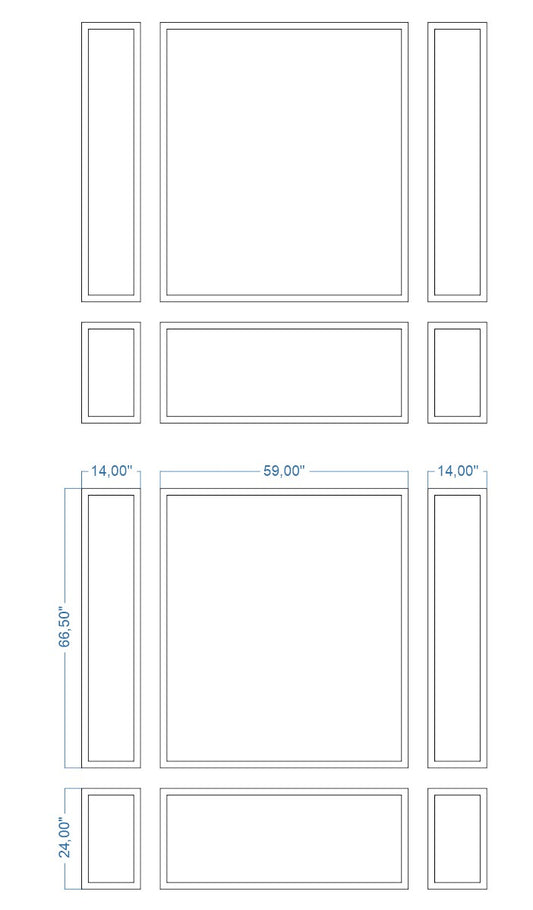 Custom-made peel and stick wall molding design by Birdeco, showcasing a detailed wall molding pattern on a modern interior wall.
