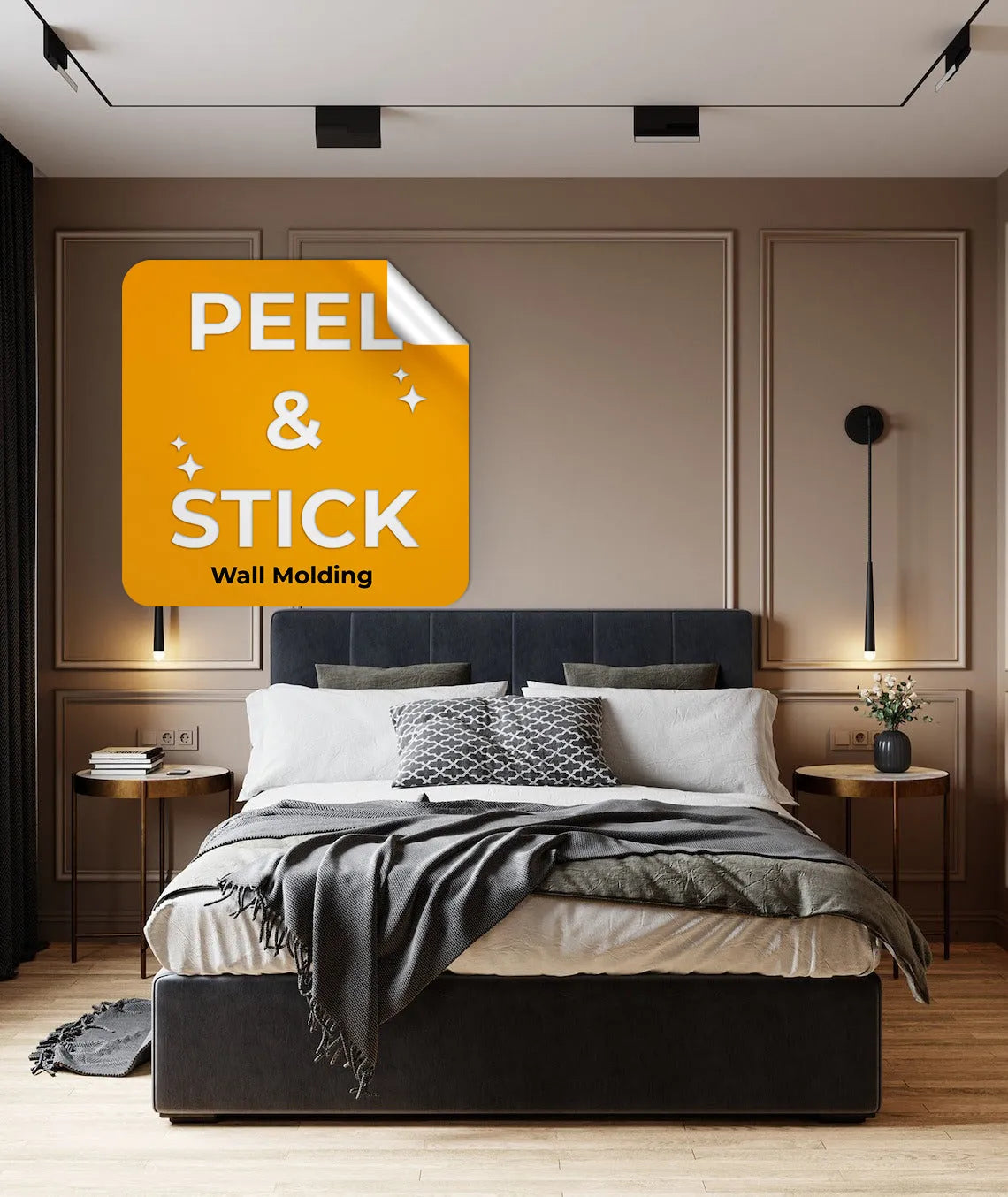 Easy to Apply Peel and Stick Wall Molding - 3 Upper 3 Bottom Frames ...