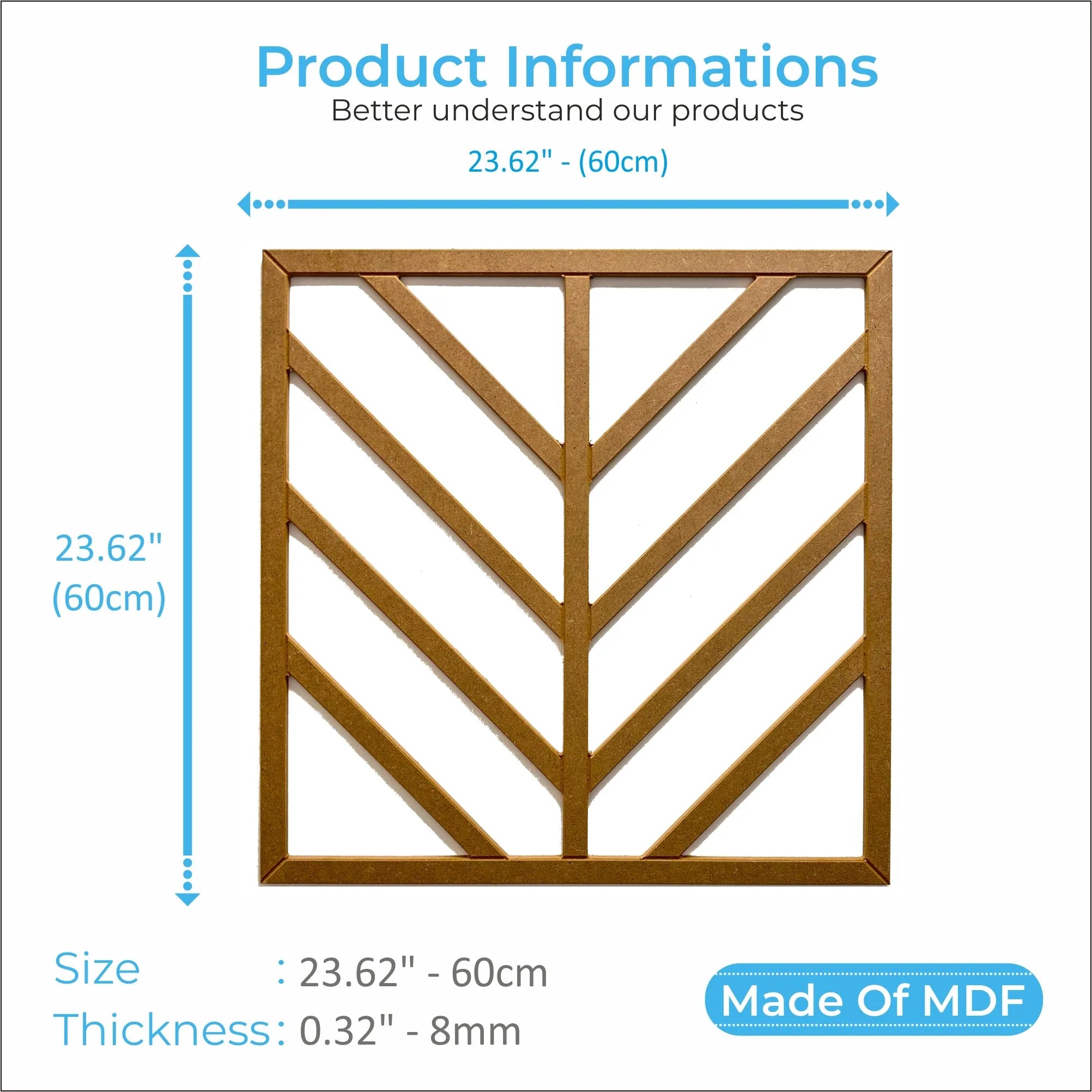 MDF Wall Panel to cover 23.6 x 23.6 inches spaces with 8mm Unprimed 6 Pieces MDF - Highest Quality Wall Moldings and Decor Products at Birdeco