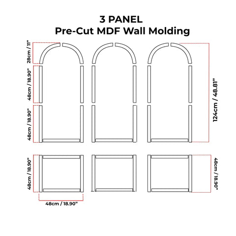 Birdeco Arched Wall Panel Kit: Pre-Cut MDF Wall Molding