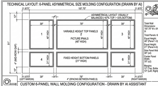 Peel and Stick Custom-Made Wall Molding Design Service for Brendon O. by Birdeco