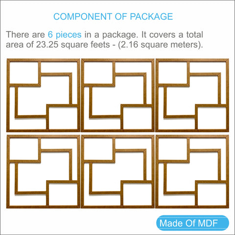 MDF Decorative Wall Panel to cover 23.6 x 23.6 inches spaces with 8mm Unprimed 6 Pieces MDF