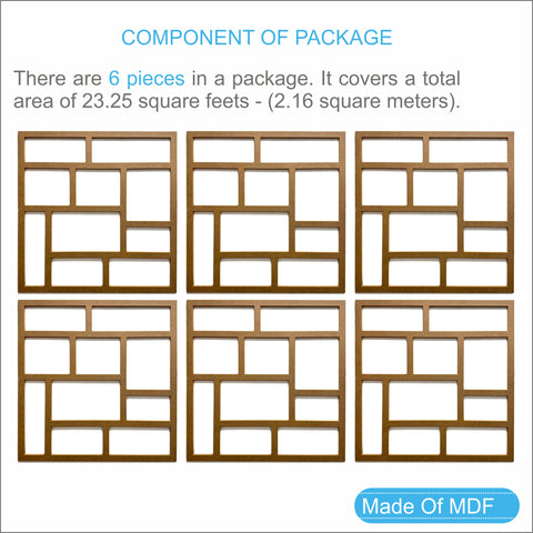 MDF Decorative Wall Panel to cover 23.6 x 23.6 inches spaces with 8mm Unprimed 6 Pieces MDF