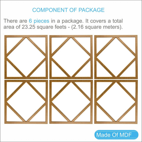 MDF Decorative Wall Panel to cover 23.6 x 23.6 inches spaces with 8mm Unprimed 6 Pieces MDF - Highest Quality Wall Moldings and Decor Products at Birdeco