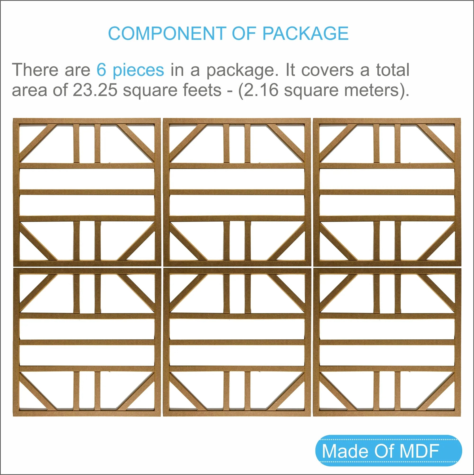 MDF Decorative Wall Panel to cover 23.6 x 23.6 inches spaces with 8mm Unprimed 6 Pieces MDF - Highest Quality Wall Moldings and Decor Products at Birdeco