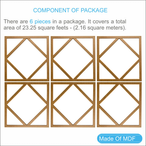 MDF Decorative Wall Panel to cover 23.6 x 23.6 inches spaces with 8mm Unprimed 6 Pieces MDF