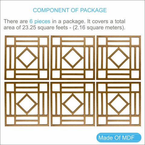 Premium MDF Wall Paneling | 23.6 x 23.6 Inches Unprimed 8mm - 6 Pieces MDF - Highest Quality Wall Moldings and Decor Products at Birdeco