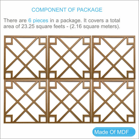 MDF Decorative Wall Panel to cover 23.6 x 23.6 inches spaces with 8mm Unprimed MDF - Highest Quality Wall Moldings and Decor Products at Birdeco