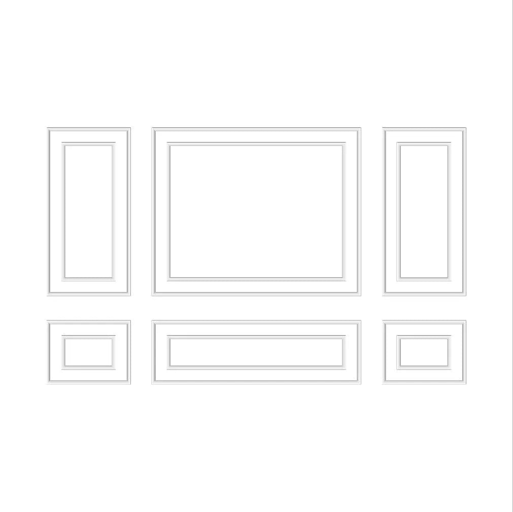 Easy-to-assemble nursery wall trim kit with 3 upper and 3 lower panels installed