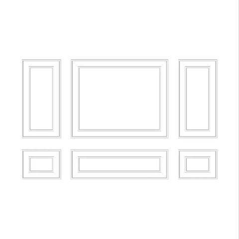 Easy-to-assemble nursery wall trim kit with 3 upper and 3 lower panels installed