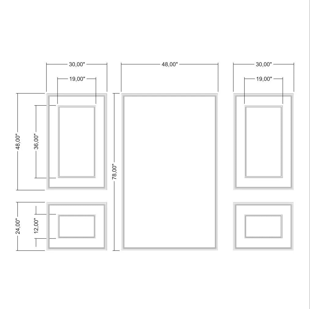 Ready to Assemble Wall Molding Package - 2 Upper, 1 Center & 2 Bottom Frames | Easy Installation - Highest Quality Wall Moldings and Decor Products at Birdeco