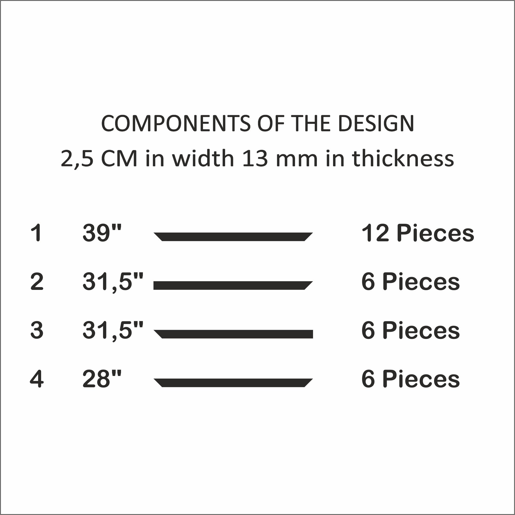 Pacchetto modanatura parete - 3 telai superiori e 3 inferiori (P32)