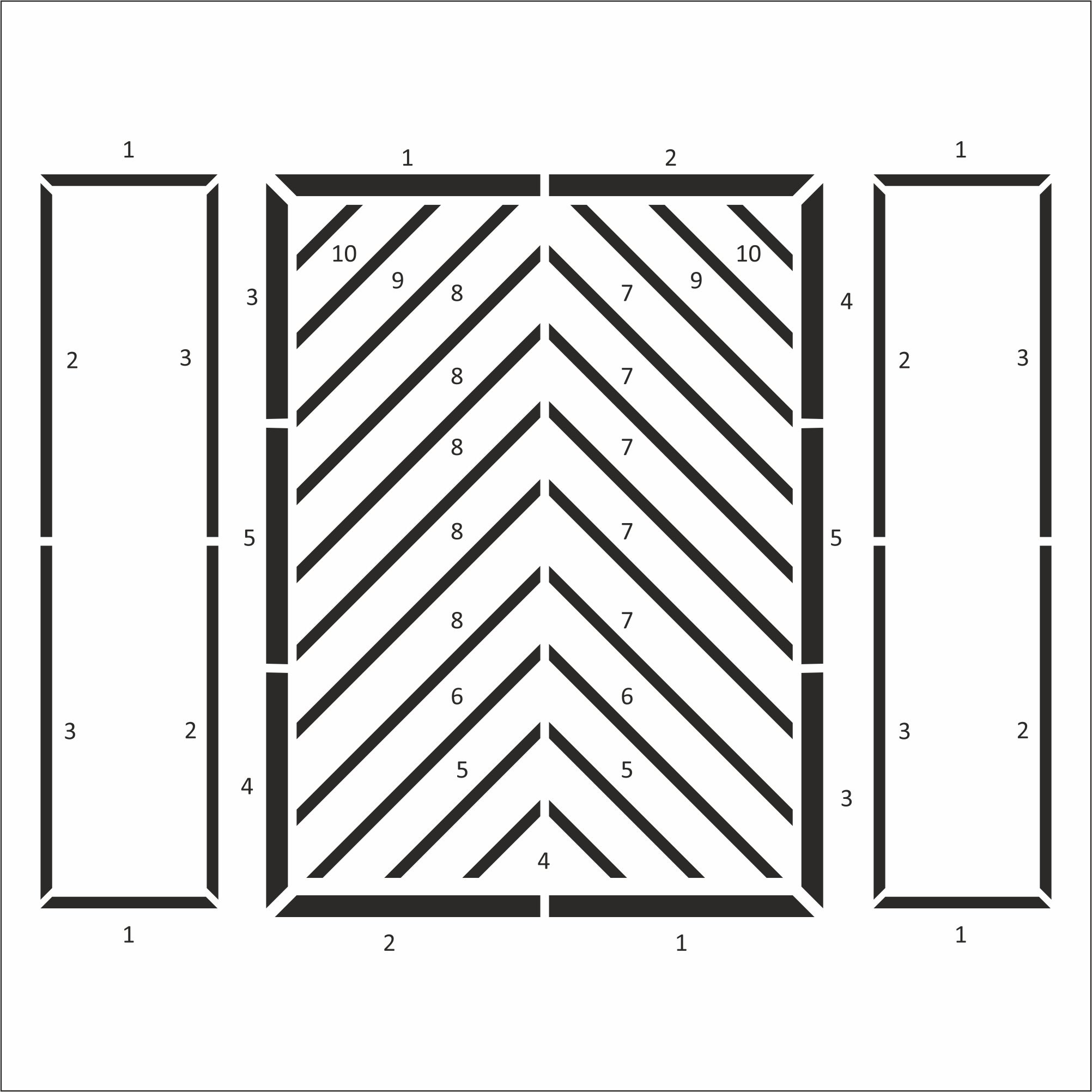 Kit modanatura da parete - 2 cornici laterali e 1 cornice centrale (P34)