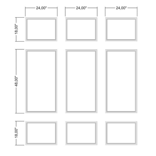 Peel and Stick Wall Molding Kit - 3 Upper, 3 Middle, 3 Bottom Frames (P3P)