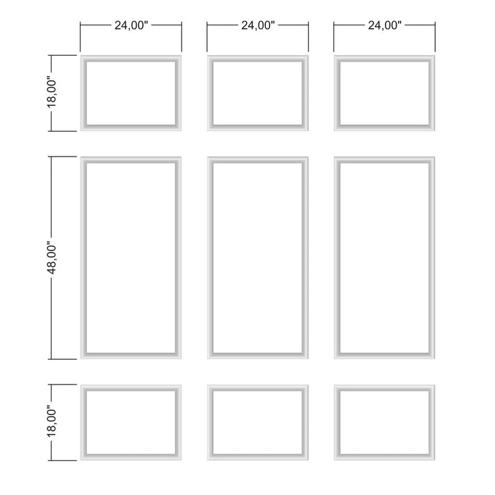 Ready to Assemble Wall Molding Kit - 3 Upper, 3 Middle, 3 Bottom Frames (P3)