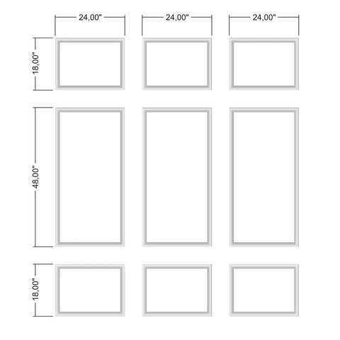 Ready to Assemble Wall Molding Kit - 3 Upper, 3 Middle, & 3 Bottom Frames | Easy Installation - Highest Quality Wall Moldings and Decor Products at Birdeco