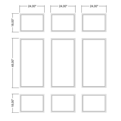 Kit per modanatura da parete stacca e incolla: 3 telai superiori, 3 centrali e 3 inferiori (P3P)