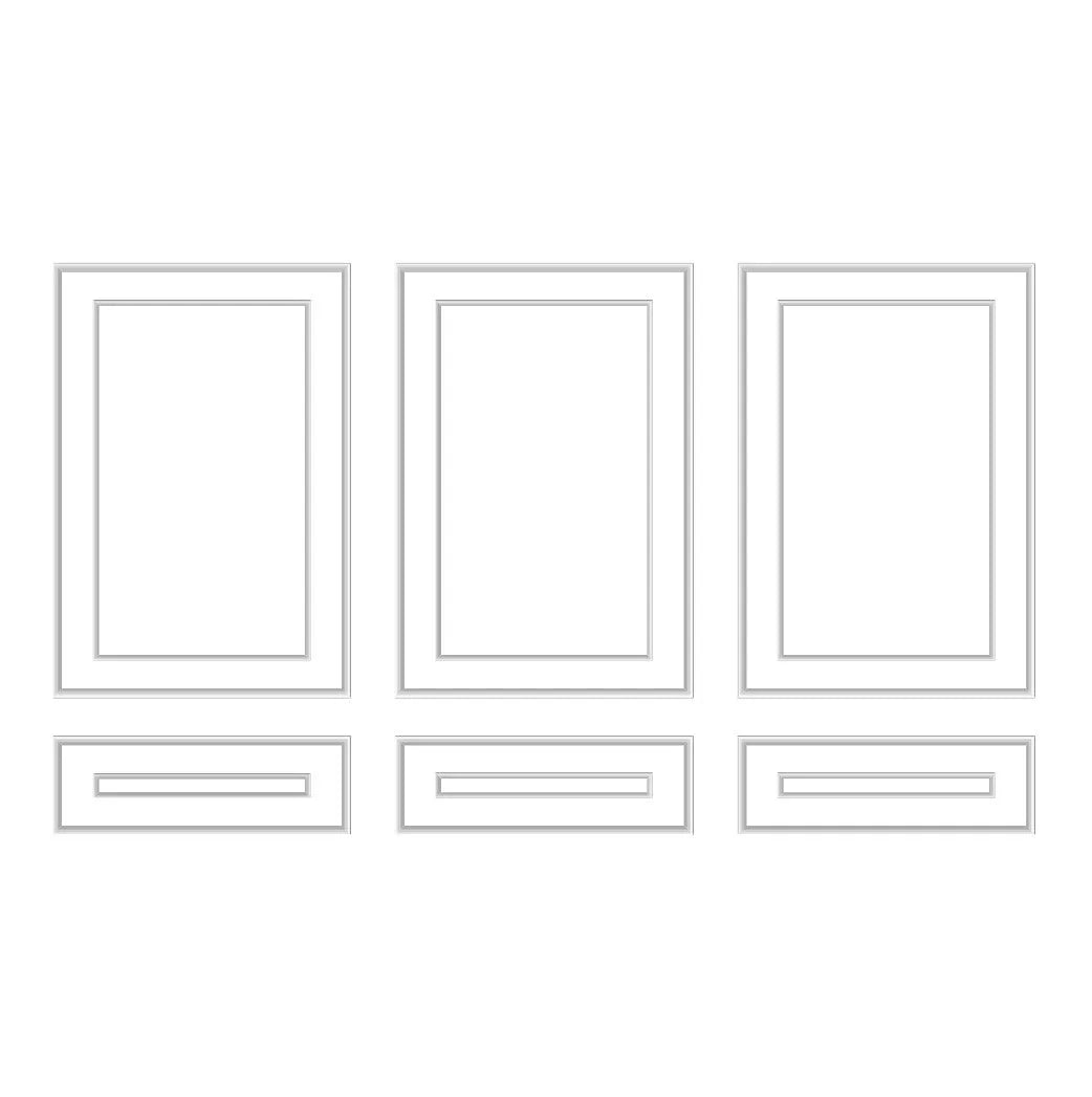 Wall Trim Package - 3 Upper & 3 Bottom Nested Frames | Easy Installation - Highest Quality Wall Moldings and Decor Products at Birdeco