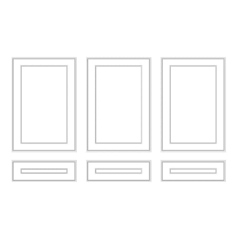 Wall Trim Package - 3 Upper & 3 Bottom Nested Frames | Easy Installation - Highest Quality Wall Moldings and Decor Products at Birdeco