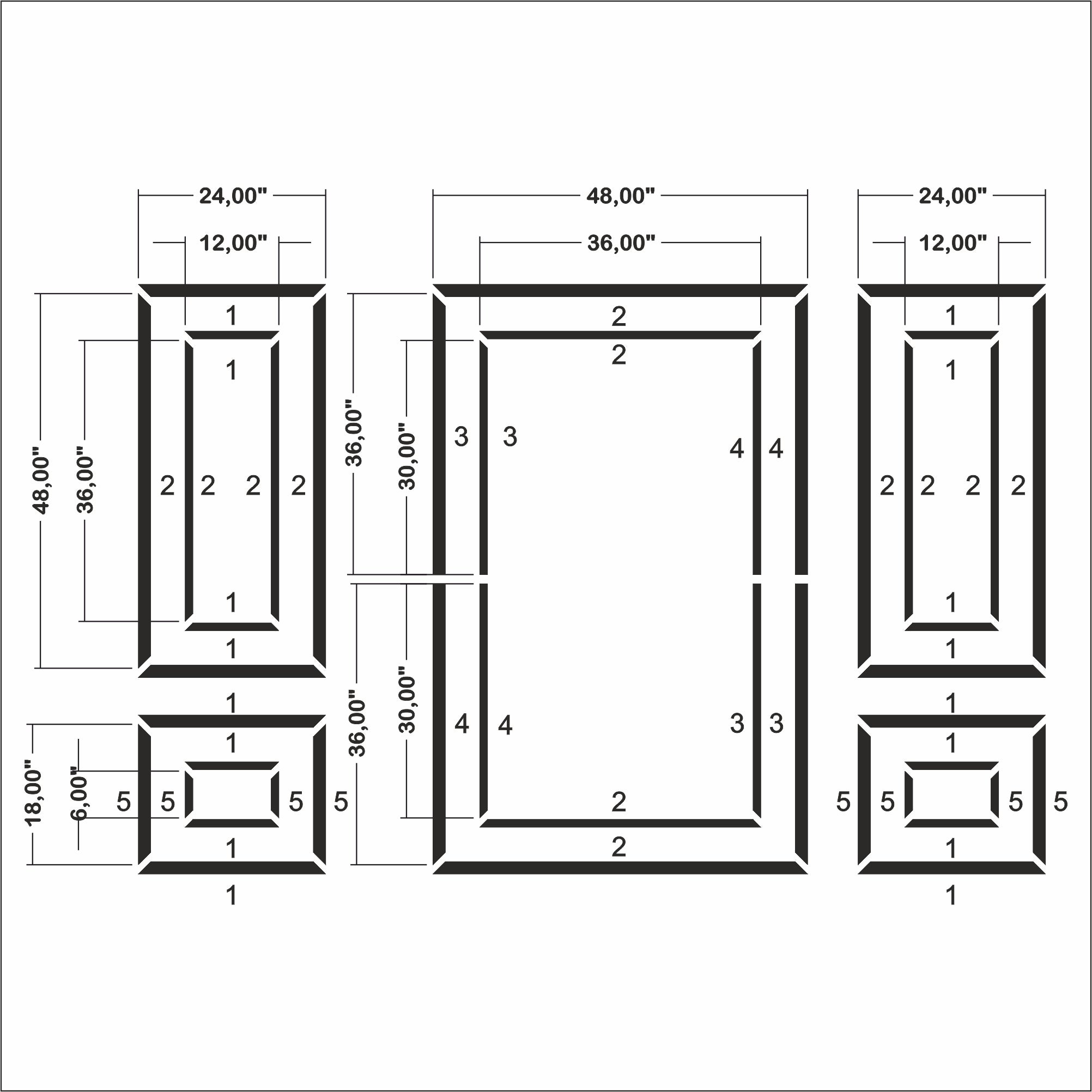 Wall Moulding Kit - 3 Upper and 2 Bottom Frames (P4)