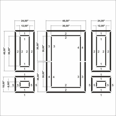 Wall Moulding Kit - 3 Upper & 2 Bottom Frames | Easy Installation - Highest Quality Wall Moldings and Decor Products at Birdeco