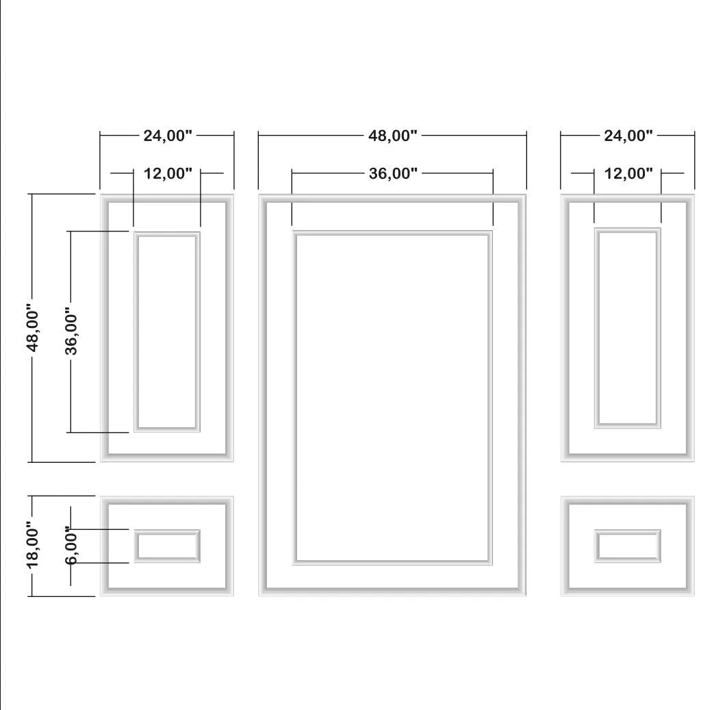 Wall Moulding Kit - 3 Upper & 2 Bottom Frames | Easy Installation - Highest Quality Wall Moldings and Decor Products at Birdeco