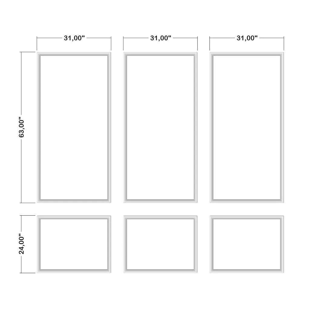 Peel and Stick Wall Molding Kit - 3 Upper and 3 Bottom Frames | Easy Installation - Highest Quality Wall Moldings and Decor Products at Birdeco