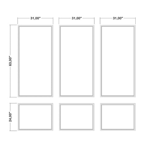 Ready to Go Wall Molding Kit - 3 Upper & 3 Bottom Frames | Easy Installation - Highest Quality Wall Moldings and Decor Products at Birdeco