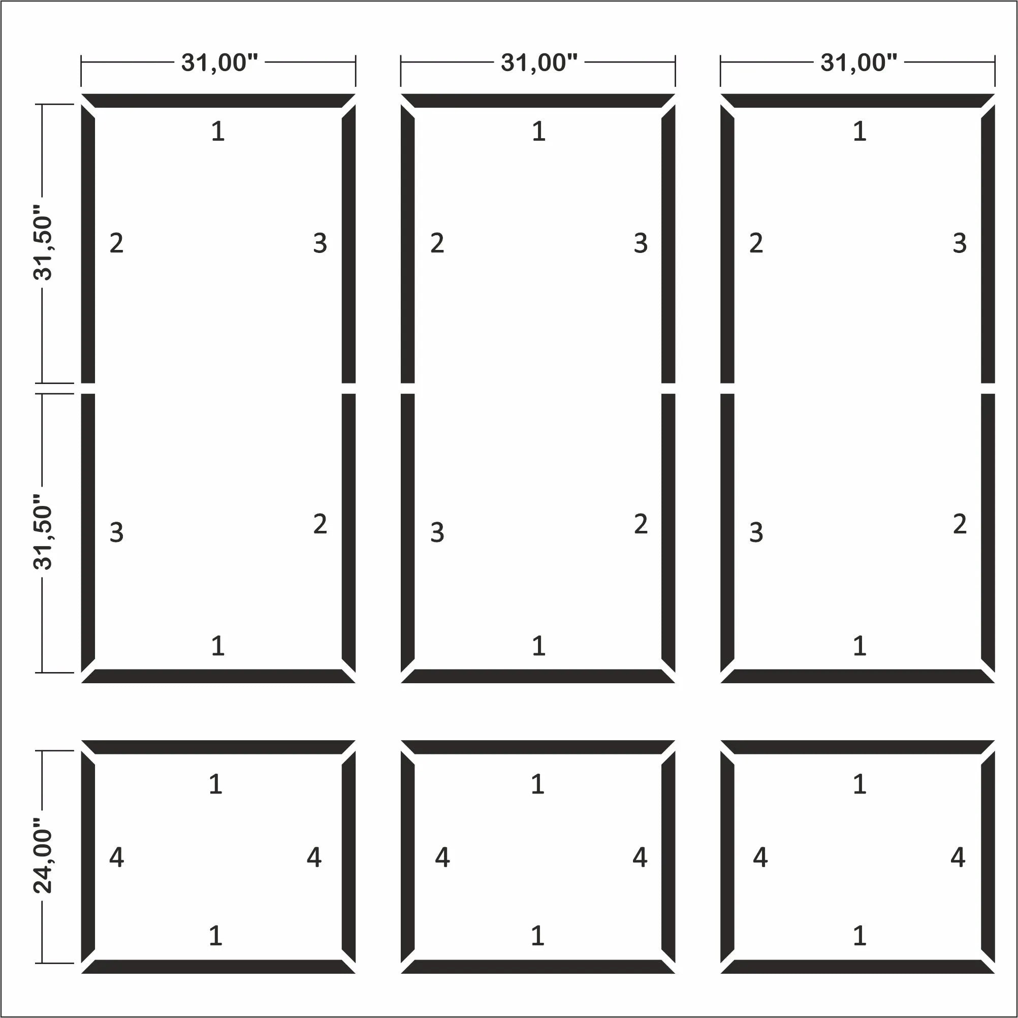 Peel and Stick Wall Molding Kit - 3 Upper and 3 Bottom Frames | Easy Installation - Highest Quality Wall Moldings and Decor Products at Birdeco