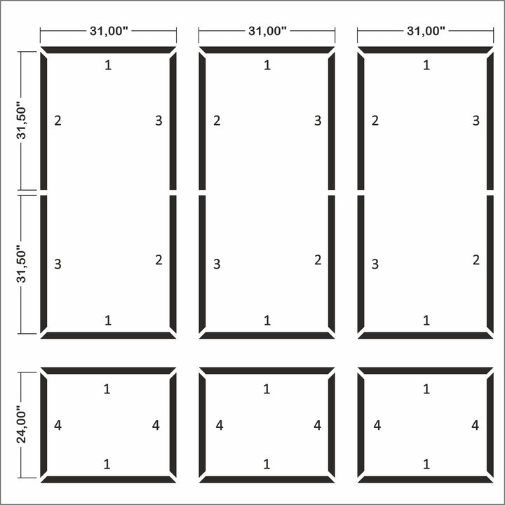 Accent Wall Molding Kit - Ready to Assemble, 3 Upper and 3 Bottom Nested  Frames (P13)