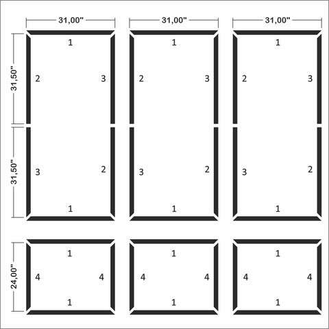 Ready to Go Wall Molding Kit - 3 Upper and 3 Bottom Frames (P5)