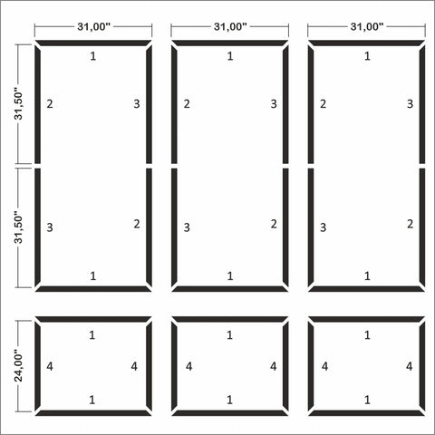 Ready to Go Wall Molding Kit - 3 Upper & 3 Bottom Frames | Easy Installation - Highest Quality Wall Moldings and Decor Products at Birdeco