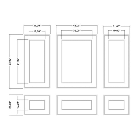 Pre-Cut Wall Molding Kit for Dining Room - 3 Upper & 3 Bottom Nested Frames | Easy Installation - Highest Quality Wall Moldings and Decor Products at Birdeco