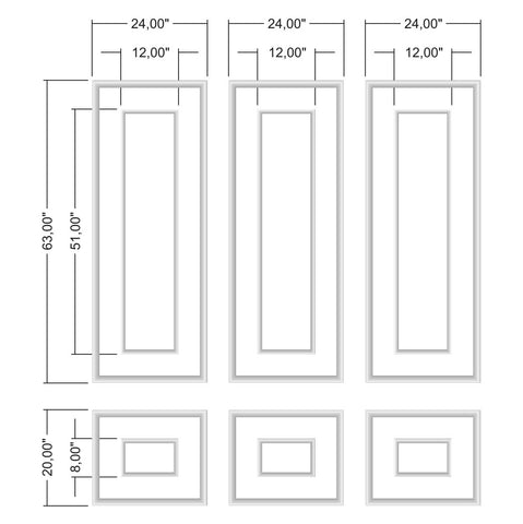 Kit modanatura parete - 3 telai superiori e 3 inferiori (P6)