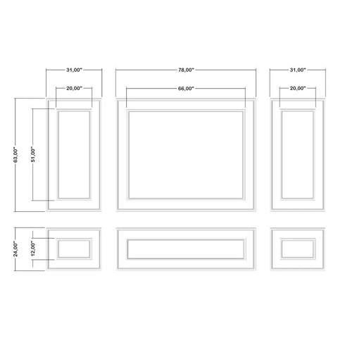 Paintable nursery wall molding kit with nested frame layout in baby room