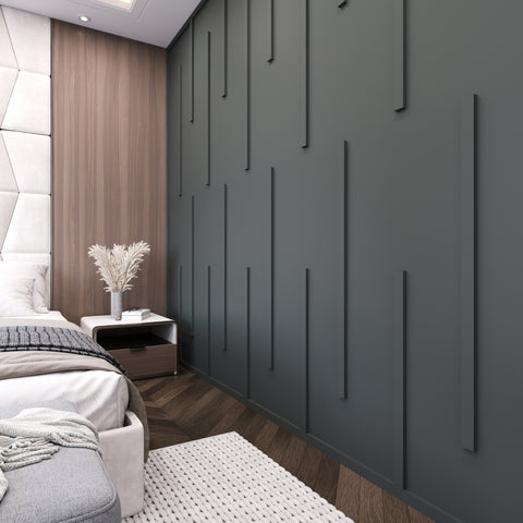 Ready to assemble wall paneling kit installed in modern living room