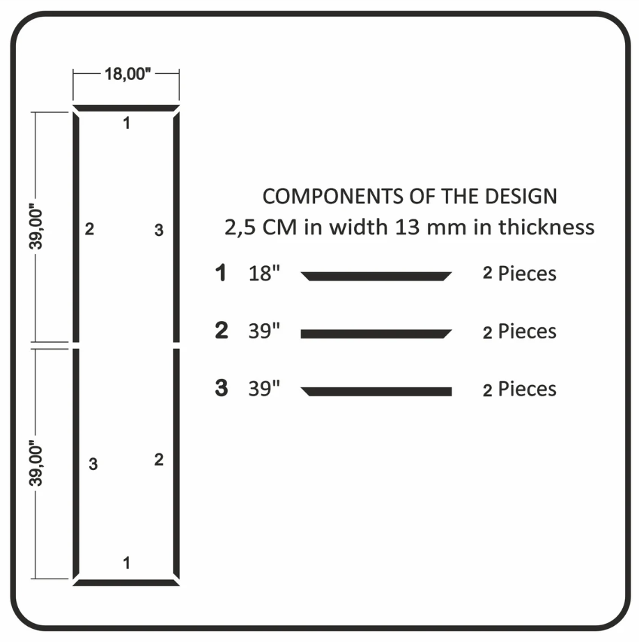 Kit per modanatura da parete stacca e incolla - 5 cornici verticali (P30P)