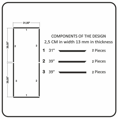 Kit per modanatura da parete stacca e incolla - 5 cornici verticali (P30P)
