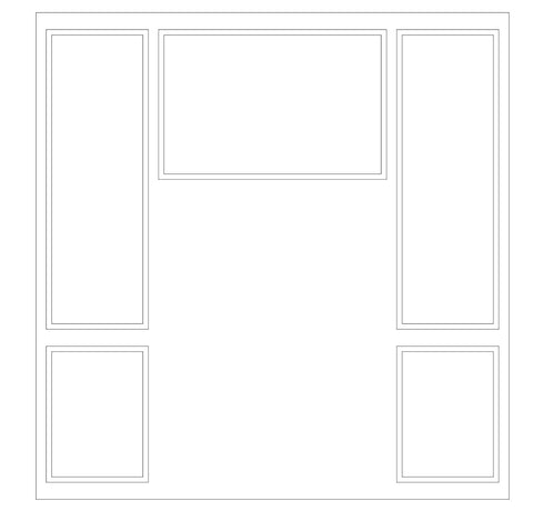 Custom wall molding design by Birdeco for Heather W., featuring detailed wood molding patterns on a wall.
