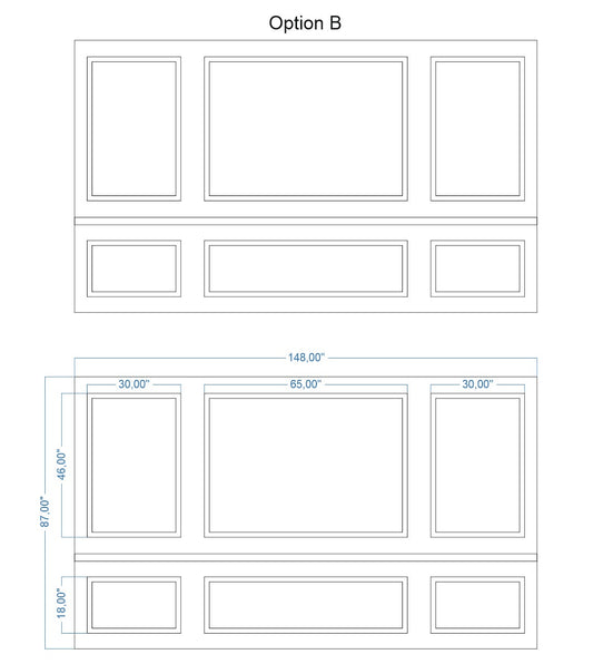Custom-made peel and stick wall molding by Birdeco, featuring intricate Jojo M. design for stylish wall decoration.