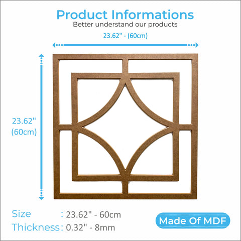 MDF Decorative Wall Panel to cover 23.6 x 23.6 inches spaces with 8mm Unprimed 6 Pieces MDF