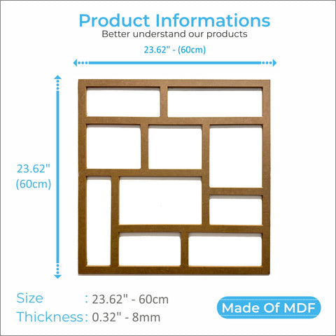 MDF Decorative Wall Panel to cover 23.6 x 23.6 inches spaces with 8mm Unprimed 6 Pieces MDF