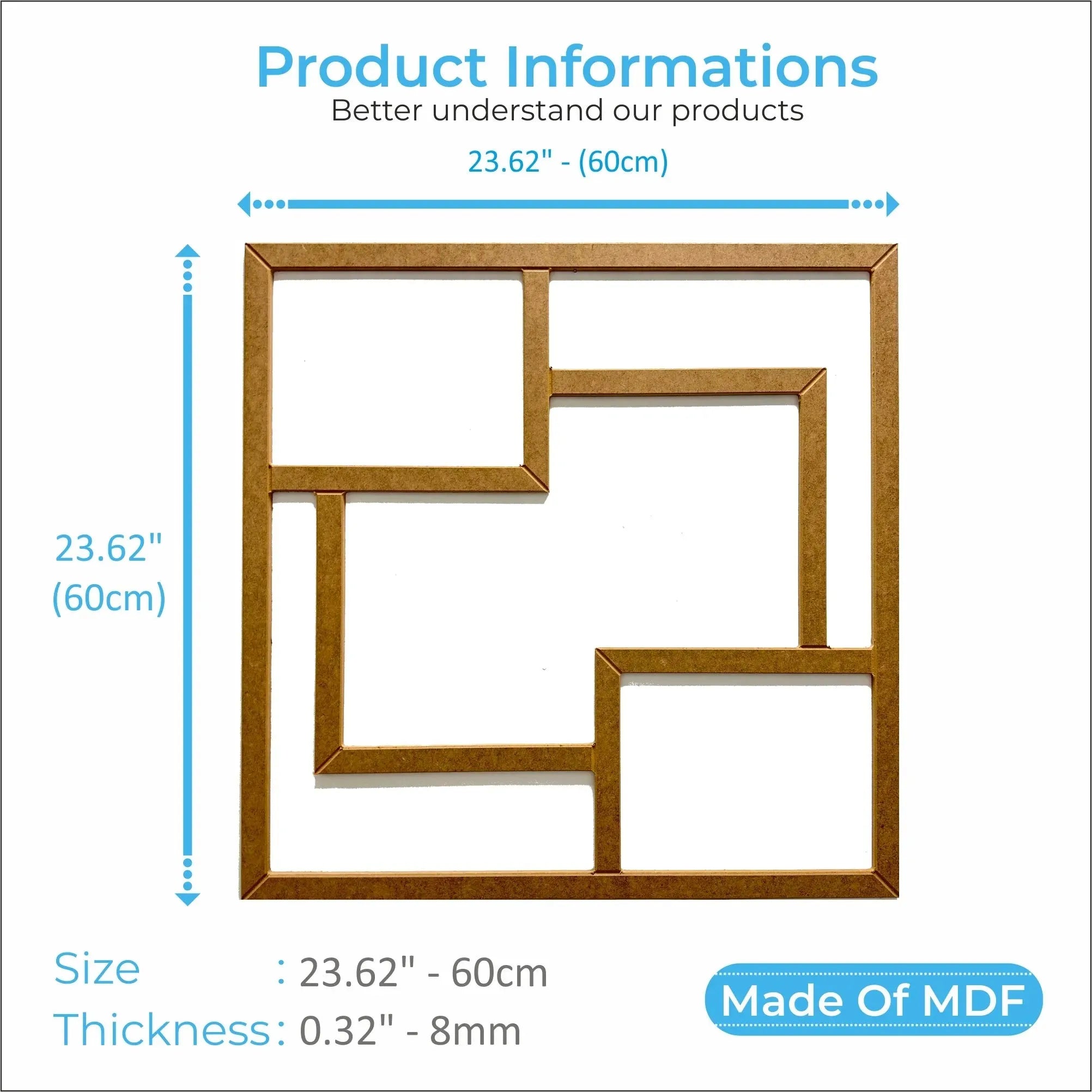 MDF Decorative Wall Panel to cover 23.6 x 23.6 inches spaces with 8mm Unprimed 6 PiecesMDF - Highest Quality Wall Moldings and Decor Products at Birdeco