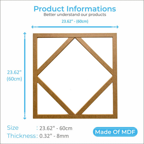 MDF Decorative Wall Panel to cover 23.6 x 23.6 inches spaces with 8mm Unprimed 6 Pieces MDF - Highest Quality Wall Moldings and Decor Products at Birdeco