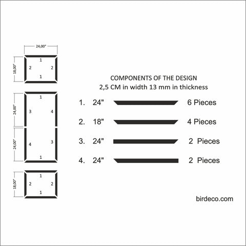 Ready to Assemble Wall Molding Kit - 1 Upper, 1 Middle, 1 Bottom Frames (P3-1)