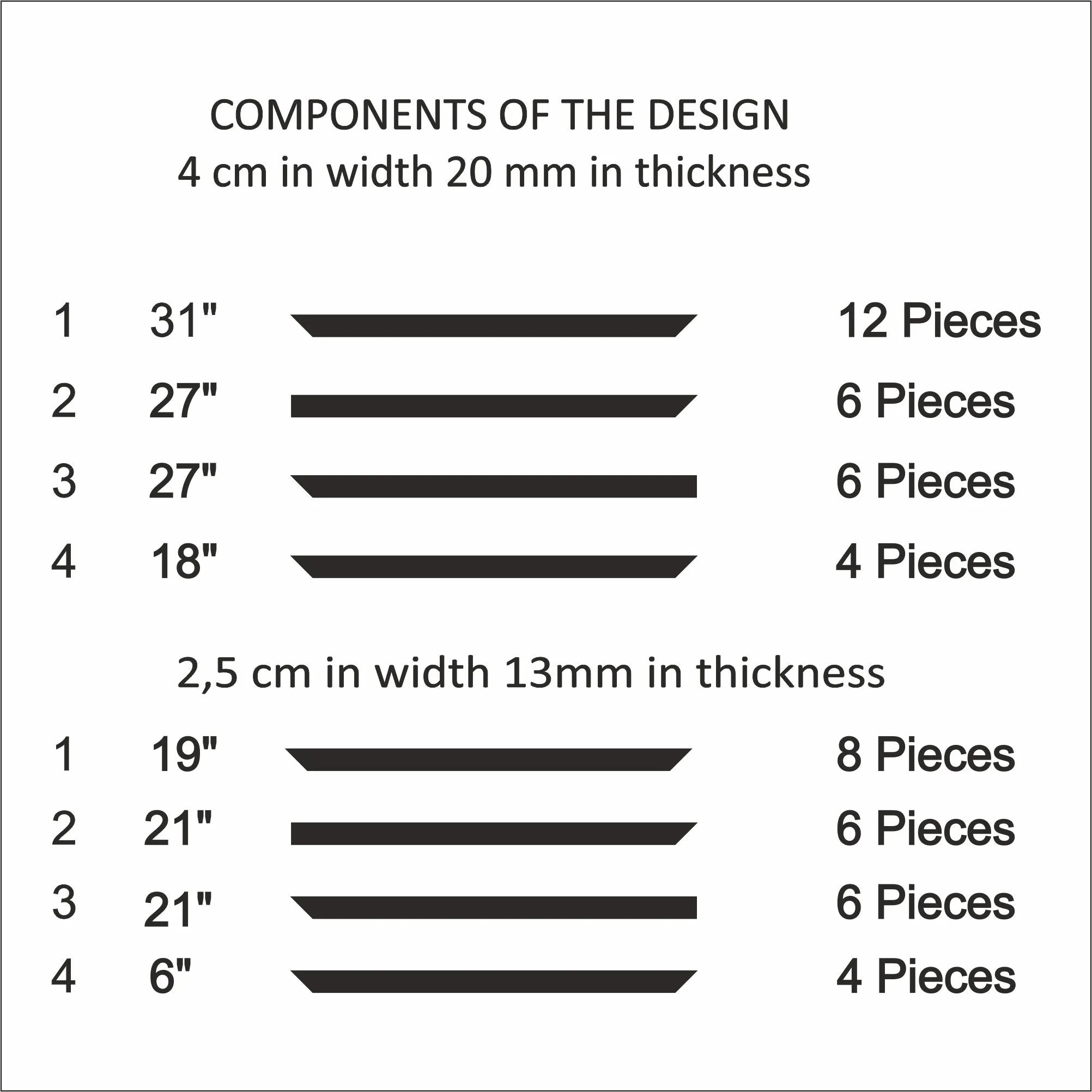 Accent Wall Molding Kit - Ready to Assemble, 3 Upper and 3 Bottom Nested Frames | Pre-Cut & Primed - Highest Quality Wall Moldings and Decor Products at Birdeco