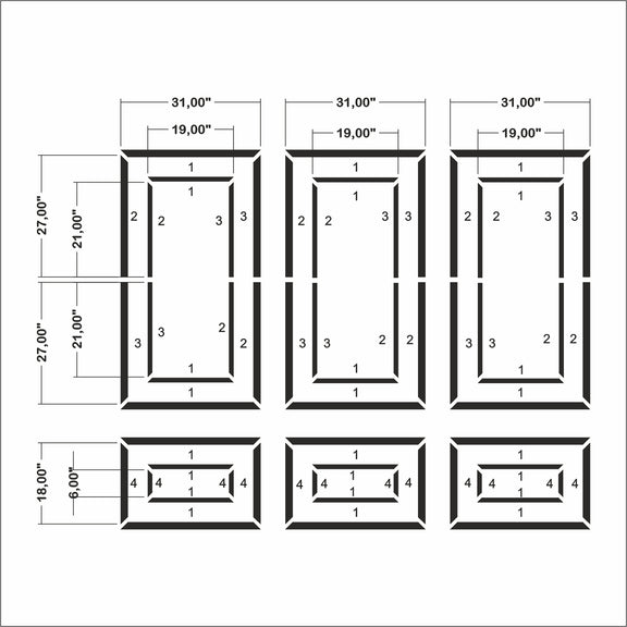 Accent Wall Molding Kit - Ready to Assemble, 3 Upper and 3 Bottom ...