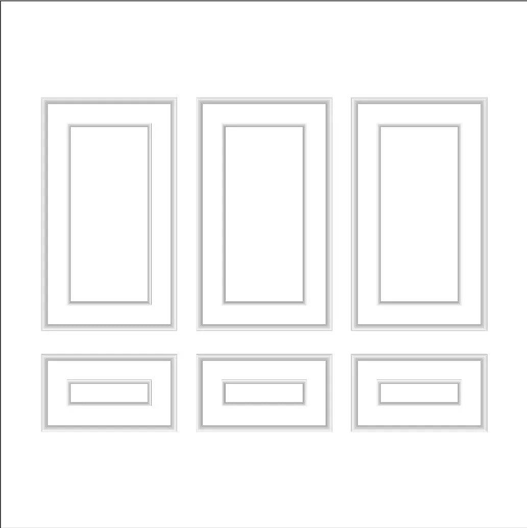 Accent Wall Molding Kit - Ready to Assemble, 3 Upper and 3 Bottom Nested Frames | Pre-Cut & Primed - Highest Quality Wall Moldings and Decor Products at Birdeco